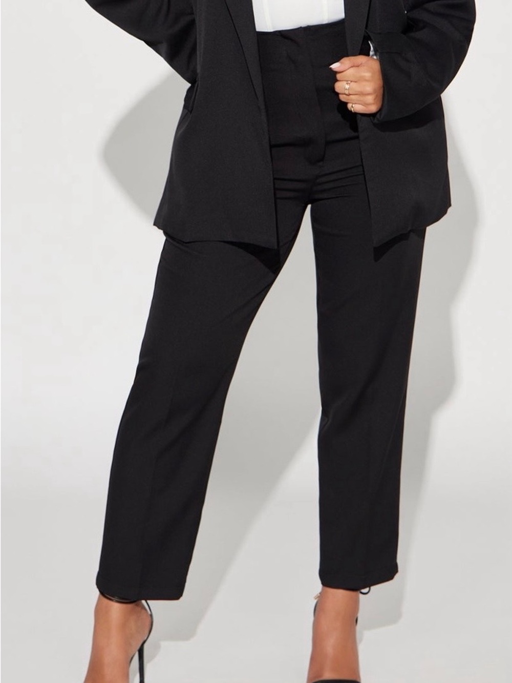 Fashion Nova Black Straight-Leg Dress Pants